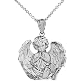Claddagh Gold Elegant 925 Sterling Silver Guardian Angel Charm Praying Pendant Necklace