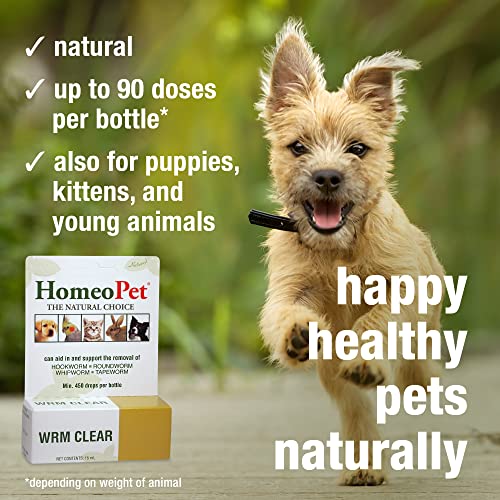 HomeoPet WRM Clear, Natural Worm Treatment for Dogs, Cats, and More, 15