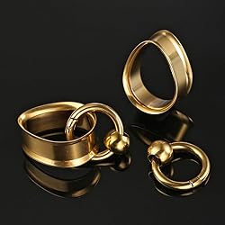 Twolobes 1 pair Gold Ear Gauges Drop Pattern with 1