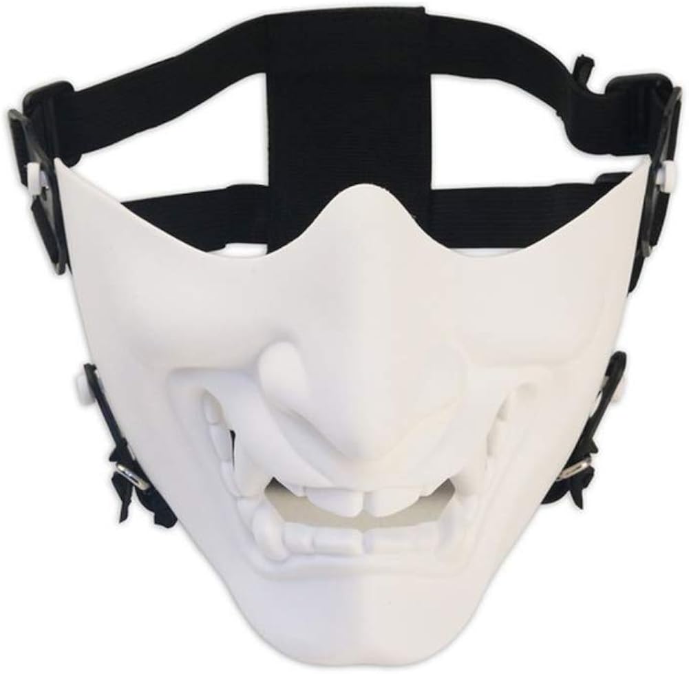 Half Face Devil Mask, Kabuki Samurai Hannya Oni Half Face Masks