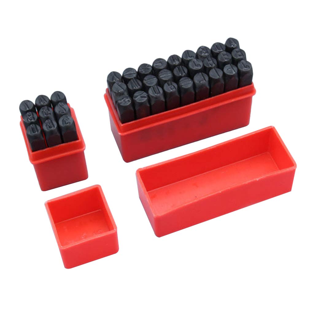 Healifty 36pcs Carbon Steel Number and Letter Alphabet Stamp Set Seal DIY Craft Metal Stamping Punch Tools 6mm