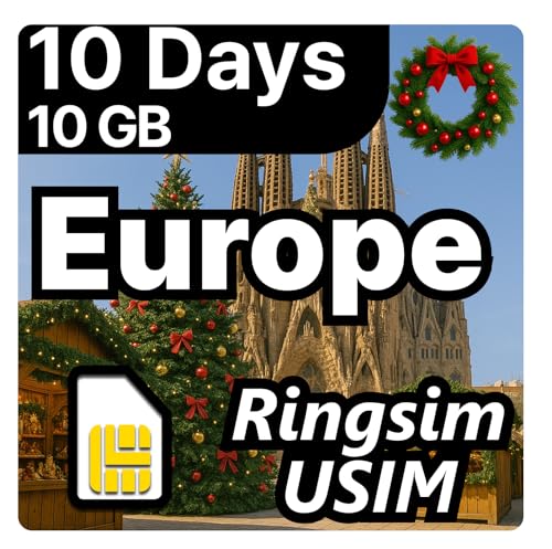 [SIM kit] Europe SIM Card | 10DAYS 10GB | UK, France, Italy, Spain, Germany | Prepaid SIM Card | 5G, 4G/LTE, Tethering, Hotspot | Plug and Play - No Activation Needed | 10DAYS 10GB
