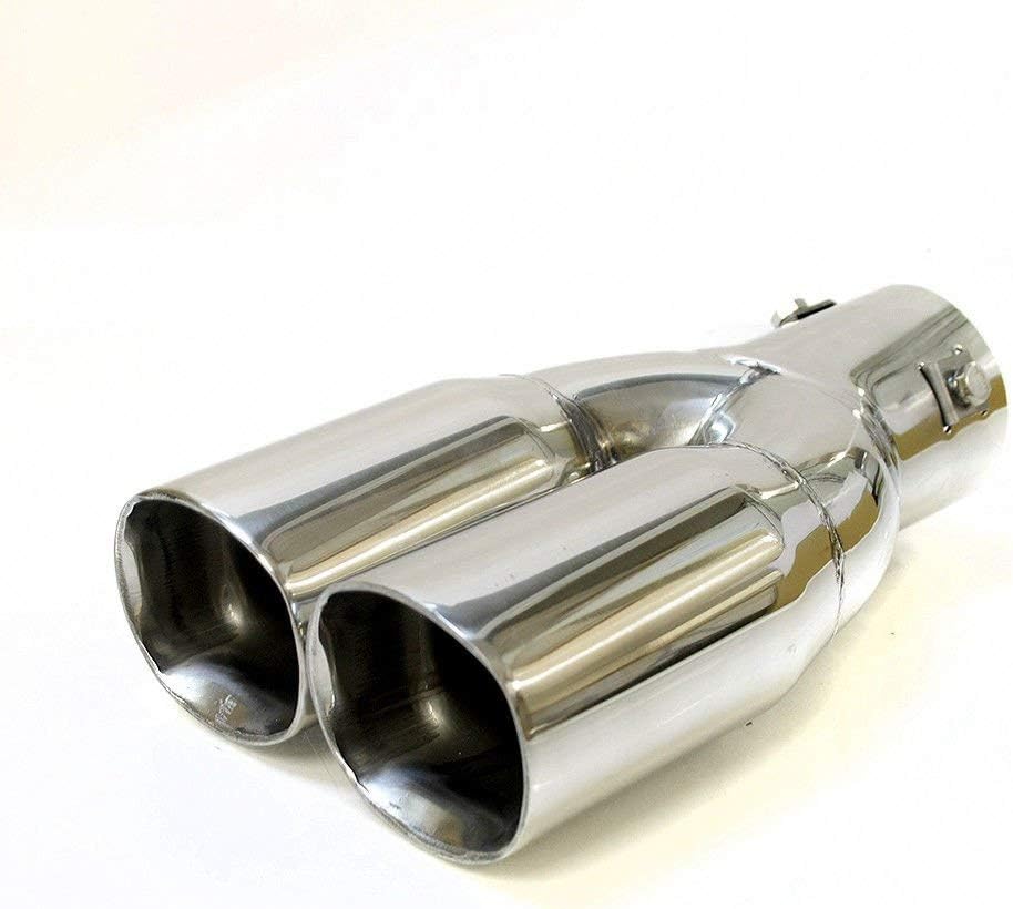 Boloromo 4448 Twin Exhaust Universal Double Performance Sport Muffler Tail Trim End Pipe Stainless Steel Car Chrome - Image 4