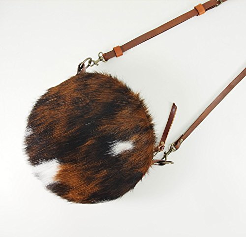 Leather Crossbody Round Cowhide Canteen Purse