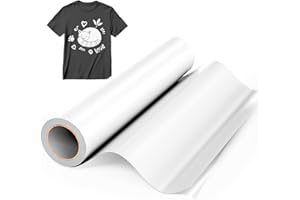 Hisiu White HTV Heat Transfer Vinyl,12" x8ft White Iron on Vinyl for T Shirts, Glossy White HTV Vinyl Roll for Cricut and All Cutting Machine, Stretch Vinyl Easy to Cut and Transfer DIY Design