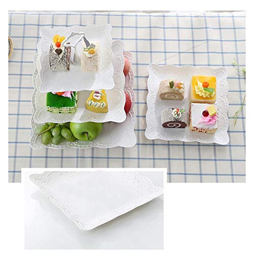 MelysUS 2/3-Tiers Cake Stands,Square Pure Elegant Embossed Dessert Display White for Baby Shower Wedding Birthday Party Celebration Home Decor(24 x 37 cm) Ornaments - Thumbnail 5