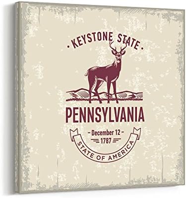CanvasBees - State Flag Series - Canvas Prints Wall Art for Home Decor - PENNSYLVANIA, 8 x 8 inches