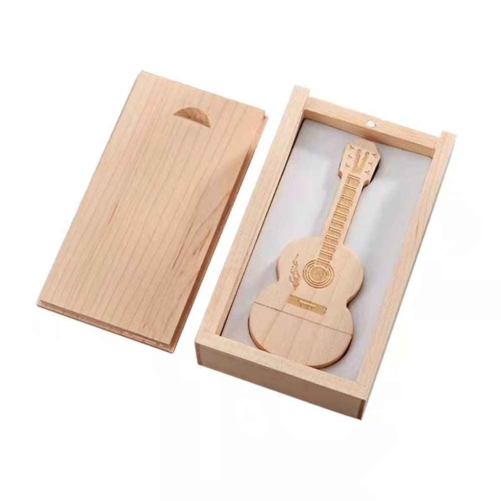 Wood Guitar Shaped USB3.0 8GB Flash Pen Drive Memory Thumb Stick with Wooden Box (3.0 8GB)