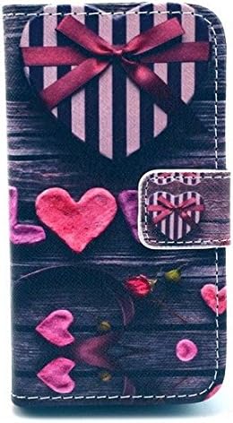 Noarks iPhone 5 Case - Wallet Leather Case Cover with Credit Card Slots For Apple iPhone 5 5S (Heart Shape)