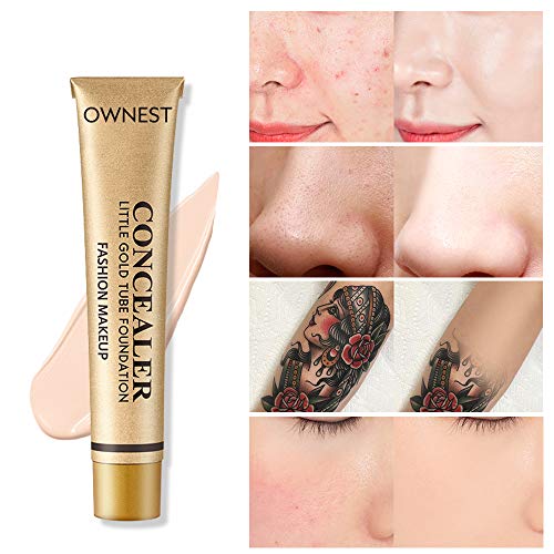FREEORR Little Gold Tube Foundation Concealer, Matte Waterproof Long Lasting Moisturizing Contour Concealer, Skin Face Cover of Blemish Problem, Dark Eye Circles, Whelk, Spots, Tattoos-02 Ivory