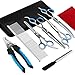 Ferbon 9 Pcs Dog Grooming Scissors Kits, 8 inches Pet Stainless Steel Curved, Straight, Thinning Shear Suit, Trimmer Kit with Dog Nail File, Clippers, Grooming Comb for Cat and Pet