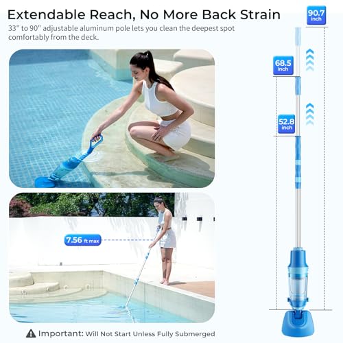Pool Vacuum for Above Ground Pool, 1427 GPH Powerful Stable Suction, Telescopic photo 10