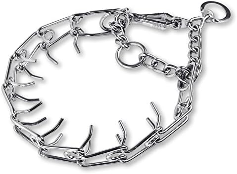 Quiet Harbor Chrome Plated Steel Deluxe Adjustable Spike Restrain Prong Dog Training Collar for Behavior Control (3.5 mm x 22 inches)