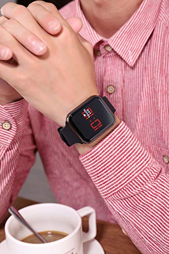 WUTAN Men's Sport Touch Screen Led Digital Watch Stylish Outdoor Electronic Watches for Mens Womens Teens Boys Girls Unisex with Silicone Band Black