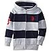 U.S. Polo Assn. Big Boys' Cut and Sew Wide Stripe Fleece Hoody, Light Heather Grey, 10/12