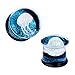 Lianrun 1Pair Glass Ocean Jellyfish Ear Plugs Gauges Expander Tunnels 6 Style to Choose Size 0g-5/8 (Blue,00g(10mm))