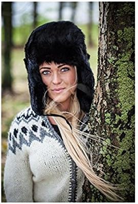 Rabbit Fur Ushanka Winter hat Black