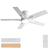 Sevenine 42 Inch White Flush Mount Ceiling Fans