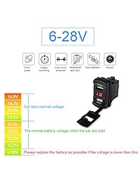 waterwich 5 V 3.1 A Dual USB Cargador de Coche Potencia de Adaptador Socket impermeable con fusible en línea para DC 12 V-24 V Coche Marino Barco RV Trailer Vehículos Camión Barco SUV teléfonos PDA dispositivos Android