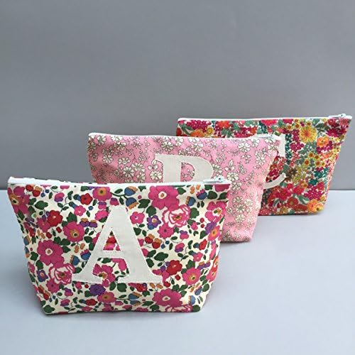 Liberty Print Personalized Make Up Bag Cosmetic Bag Monogram Zip Pouch