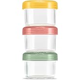Ello Color Lock 3-Pack 4oz Reusable Glass Condiment Containers with Screw-on Leak-Proof Lid, Perfect for Salad Dressing Sauce