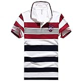 Men's Striped Polo Shirts Short Sleeves With Embroidery