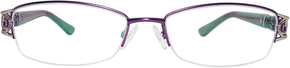 Amazon Co Jp 女性伊達メガネ ハーフリム オシャレ精巧眼鏡フレーム金属製レディーズアイウェア ケース付き パープル 服 ファッション小物