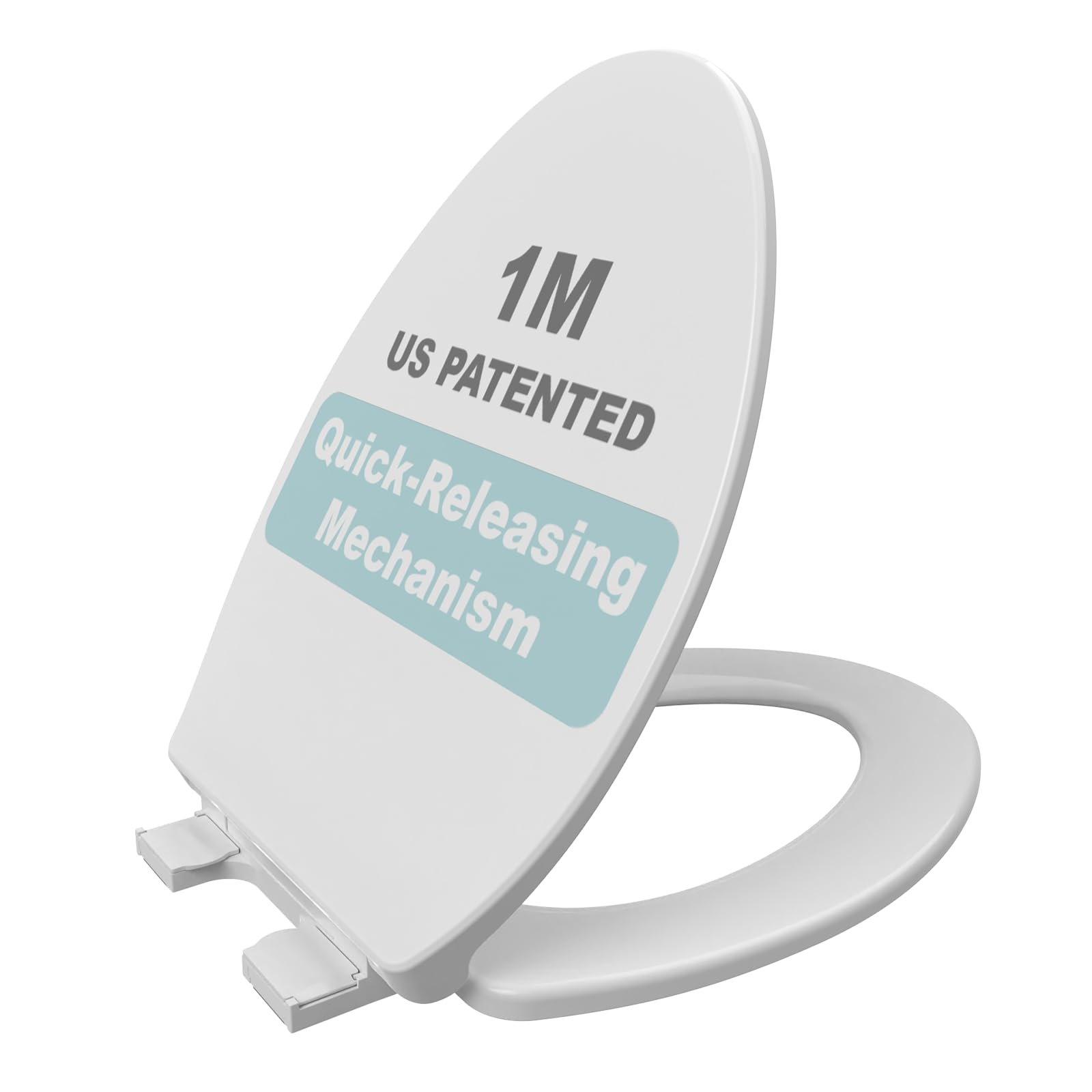 Photo 1 of 1M Family Toilet Seat, Patented Slow Close & Quick Releasing Technology, Anti-Wiggling, Easy to Install and Clean, Standard Elongated with Adult Seat Only (2 Pieces)