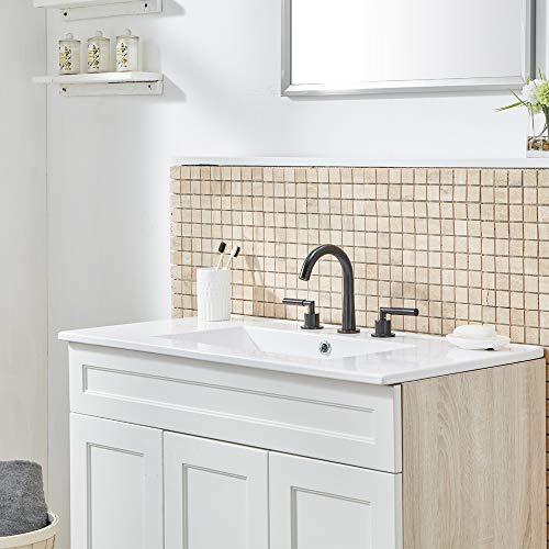 VESLA HOME 3-Hole Morden High Arch Widespread Two Handles Black Finish Bathroom Faucet, Bathroom Sink Faucet
