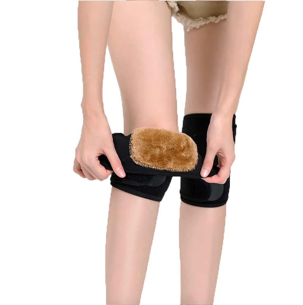 Faxianther Thick Plush Padded Knee Brace Kneepads for Men Women, Winter Windproof Thermal Knee Warmer Support Adjustable Sports Knee Protector Guard for Cycling Ski Running Camping Hiking