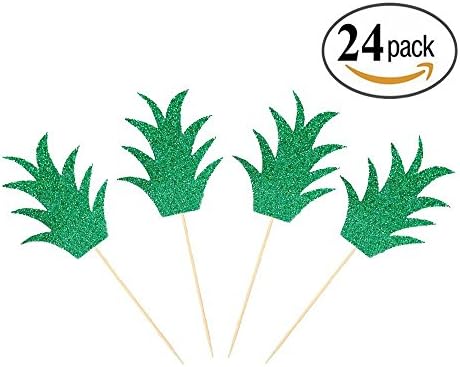 24 Pieces Pineapple Donut Topper Luau Tropical Summer Party Cupcake Decor-Aloha Bridal Shower