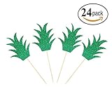 24 Pieces Pineapple Donut Topper Luau Tropical Summer Party Cupcake Decor-Aloha Bridal Shower