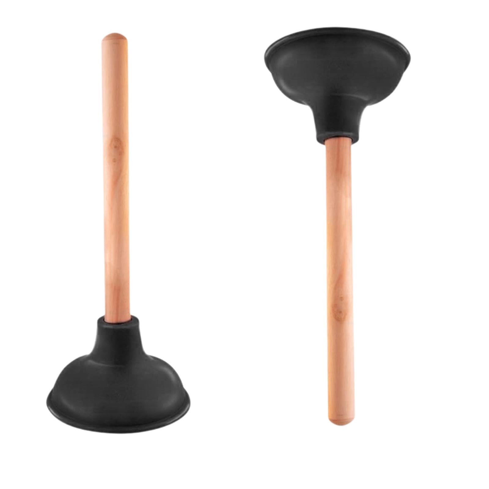 Heavy-Duty Toilet Plunger Unblocker with Professional Tool for Bathroom Kitchen Shower and Sinks Cleaning Plunger 28cm(11inch) Wooden Handle and 11cm(4.5inch) Rubber Suction Cup Easy Cleaning Plunger