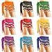 Hip Scarfs for Belly Dancing, 10PCS Belly Scarf for Dancing with 128-Gold Coins, Sequins Bellydance Hip Skirt Scarves Waist Costume Belt Chiffon Dangling Skirts for Girls Women