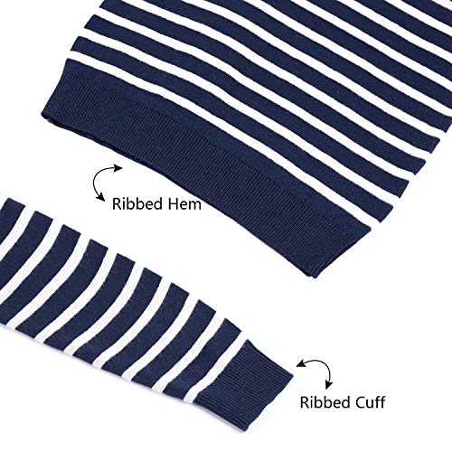 Adory Sweety Tops Sweater for Kids Baby Boy Toddler Soft &Cute Crew Neck Stripe Long Sleeve Pullover (Blue, 6Y)