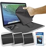 Clean Screen Wizard Microfiber Screen Cleaner and Protector Kit Bundle with 3 Large Cloths / Keyboard Covers in Protective Pouches and Cleaning Sticker for Laptops - 15" Screen