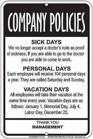 note d letter p delivery Great Company Policies Sign Employees Funny Room  Break