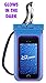 CaliCase Universal Waterproof Floating Phone Pouch - IPX8 Waterproof Floating Phone Case with Lanyard for iPhone X-14/ S20-S23/ Pixel 1-7 - Blue Glow in Dark