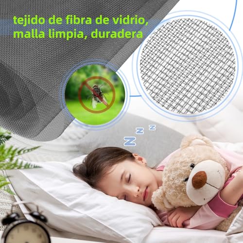 Mosquito Nets for Magnetic Windows 150 × 180cm Fiberglass Mesh, Window Frame with Full Magnetic Band, Cuttable Magnetic Window Mosquito Net