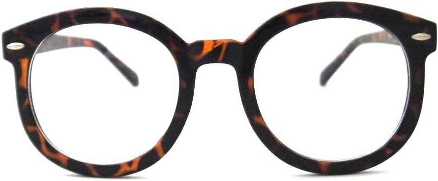 Vintage Retro Large Big Circle Round Nerd Glasses Clear Lens
