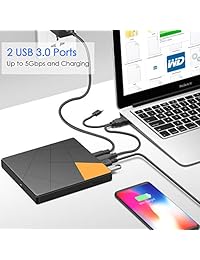Unidad externa de DVD CD, unidad de DVD USB con USB USB-C a USB 3.0, lector de tarjetas SD, unidad óptica portátil, reproductor de CD y DVD-RW grabador grabador de reescritura