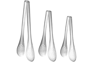 Kitchen Tongs - 7", 9" and 12" Heavy Duty Food Tongs, Set of 3, Premium Stainless Steel, Integrated Structure, Heat Resistant
