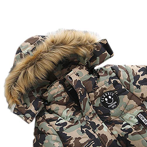 Goodkids Toddler Boys Down Jacket Winter Jacket Hooded Thickened Warm Snowsuit Coat Parka Outerwear (2T/Tag 90, Camouflage)