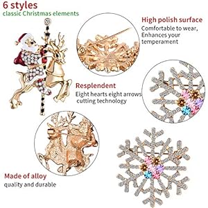 Lot De 9 Broches De Noël Pour Femmes - Paillettes Strass Sapins Bonhommes De Neige - Déco Cadeau