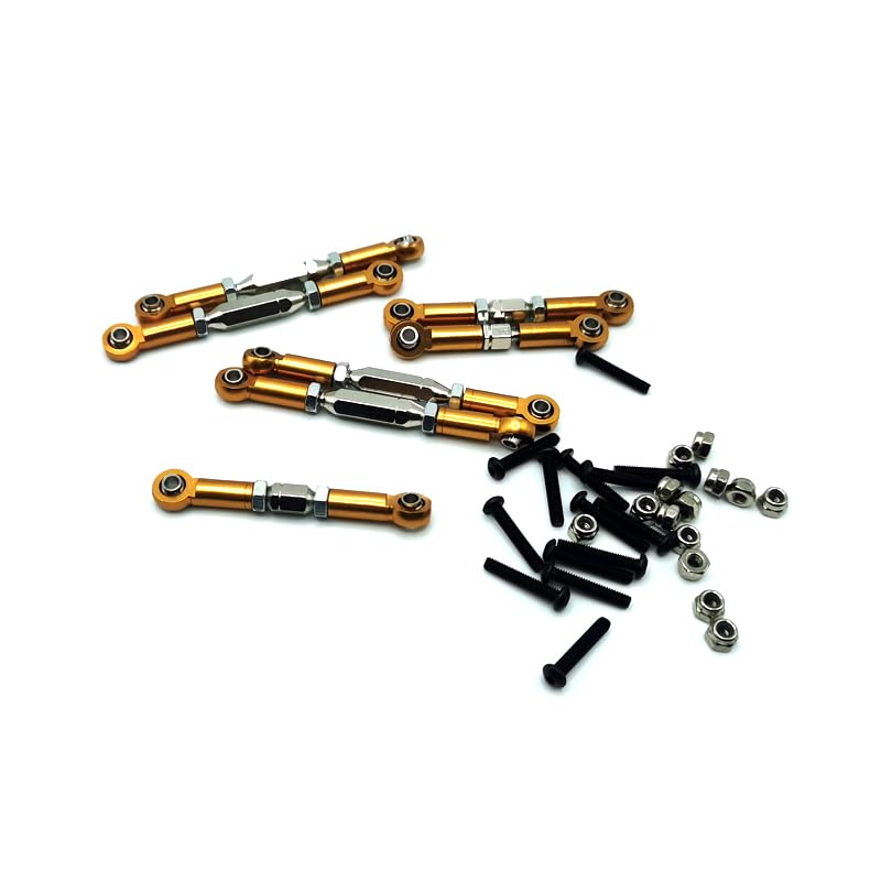 AMORIL 1:14 Scale RC Truck Tie Rod-Seven-Piece Set-with Inner Hexagonal Screws-Aluminum Alloy-Gold