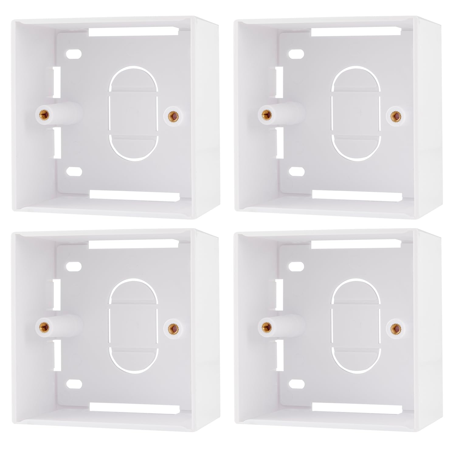rhinocables 45mm CAT5e / CAT6 Back Box – Single Gang Surface Pattress for RJ45 Network Sockets | Tidy LAN Point Installation for Offices, Home Networks, Patch Panels & Media Setups (4 Pack)
