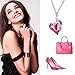 Menton Ezil Love Heart Pendant Necklace Made with Pink Rose Swrovski Crystals Gifts for Her Woman Fashion Jewelry