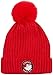 CANADA WEATHER GEAR Girls Winter Knit Ribbed Beanie Hat with Fur Pom Pom, Red'