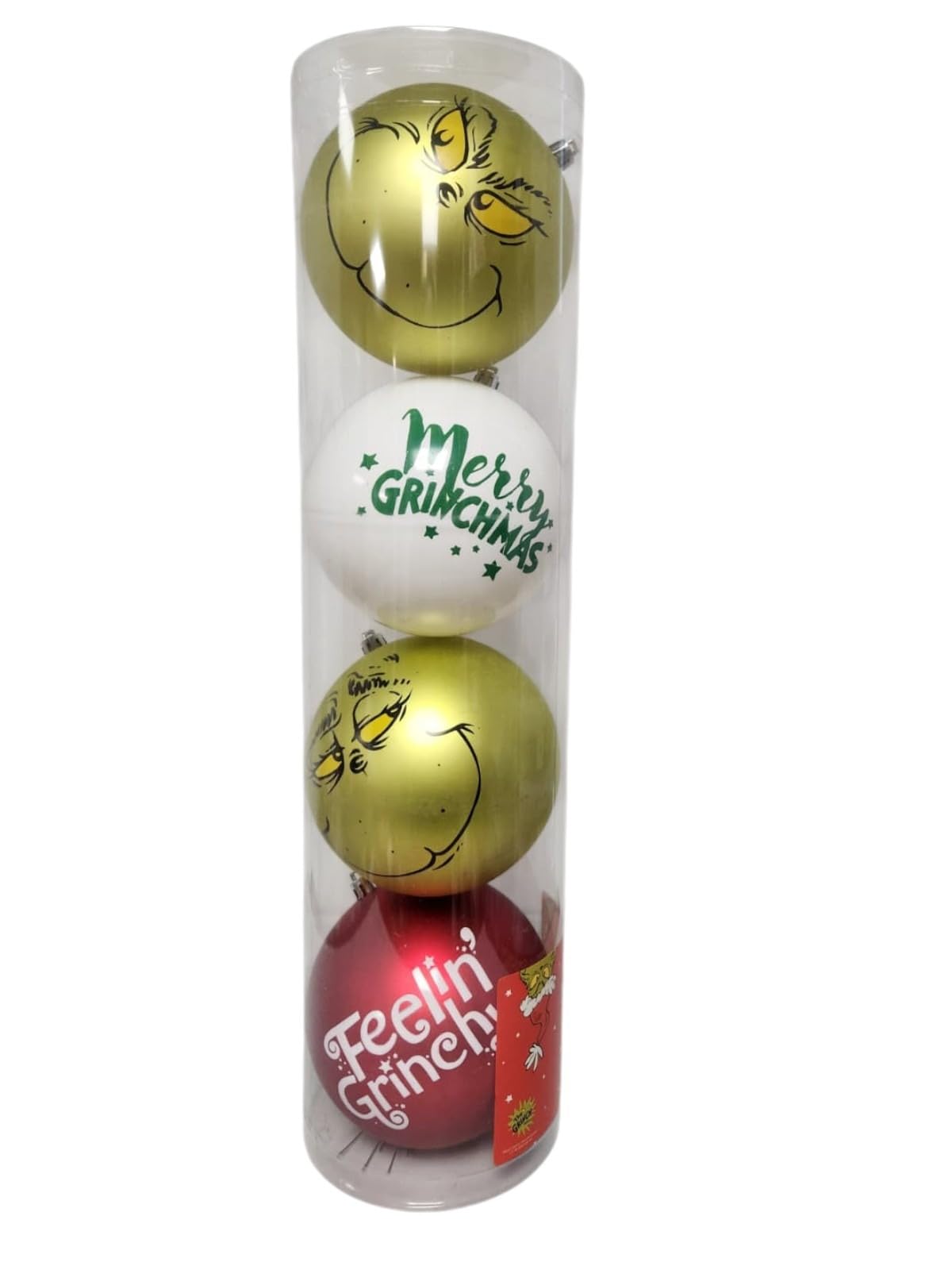 The Grinch Christmas Tree Decoration Dr Seuss Baubles Home Decor Hanging Seasonal Decoration Festive Item NEW (Pack Of 4 Giant Bauble)