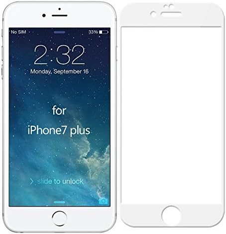 iPhone 7 Plus Screen Protector Glass, KOVOL 2-Pack Tempered Glass Screen Protector for iPhone 7 Plus [Crystal clear and full coverage] [9H] [Anti-Scratch] - White Frame